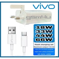 (66W 44W) ORI VIVO X50 X60 X70 V27 V25 V23 Y76 V21 V20 V19 T1 Charger Support 66W Adapter Fast Charg