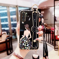 YBDสายรัดข้อมือดีไซน์ใหม่เคสมือจับสำหรับโทรศัพท์มือถือสำหรับ Huawei P30 P20 P40 Pro P20 P30 Lite แม่นยำป้องกันกล้อง Nova 3E 4E เคสเคสมือถือลายสาวสวย