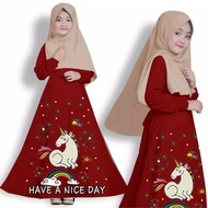 Baju Gamis Anak Perempuan sablon Kuda Pony terbaru ukuran 5 - 11 tahun Gamis muslim kekinian