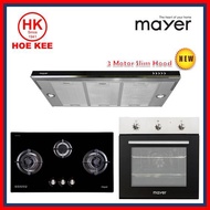 (HOB + HOOD + OVEN) Mayer MMGH / MMSS888 3 Burner Hob + Mayer MMSIA900-1 HS Slim Hood + Mayer MMDO9 Built in Oven