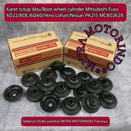 Karet Tutup Abu/Boot Wheel Cylinder Mitsubishi Fuso 6D22/8DC/6D40/Hino Lohan/Nissan PK215 MC802628 Isi 20Pcs