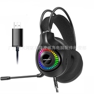 Interface Computer Headset USB.1 with Microphone Internet Cafe Headset Large Earmuffs 7 Luminous GW7