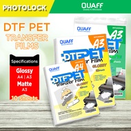 (10 sheets) DTF Direct to Film PET Transfer Film Glossy A4 & A3 Size