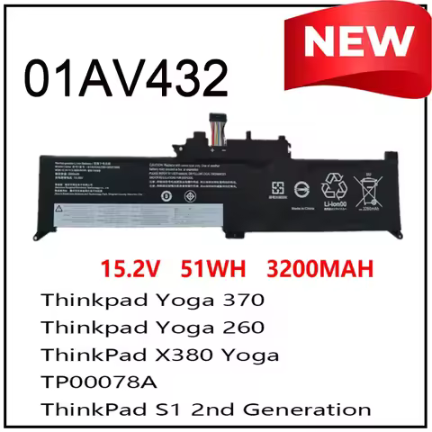 01AV432 Laptop Battery for Lenovo ThinkPad X380 Yoga 260 370 01AV433 TP00002678A ThinkPad S1 2nd Gen