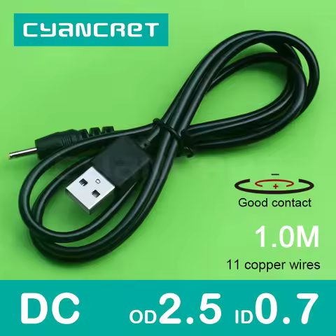 Power Cable USB 2.0 to DC 2.5mm x 0.7mm 1.0M 1A Support 5V or 12V Charger Connector Cable for Table 
