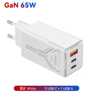 Cốc sạc nhanh Kuulaa 65W GaN Fast Charging Wall Charger 3-Port Compact and Foldable chân gập tiện lợ