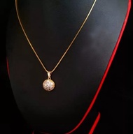 Kalung Gold Jenis Belut Free Liontin Bandul Bulat Full Permata Panjang 45cm-50cm Lapis Emas 24k Anti Karat Terlaris