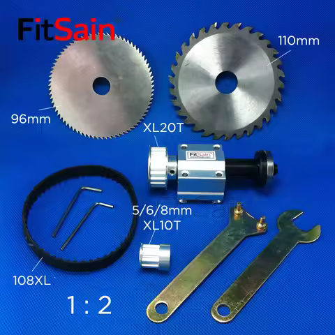 FitSain-Mini table saw XL 10T 20T spindle aluminum alloy Pulley 1 : 2 Cutting saws for saw blade hol