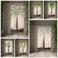 Fashion 2023 Eucalyptu Leaves Door Curtain Dining Door Decor Curtain Minimalism Partition Curtain Drape Kitchen Entrance Hanging Half-Curtain