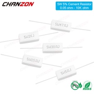 10Pcs 5W 5% Cement Wirewound Resistors 0.22 0.33 0.47 50 100 330 1K 10K Ohms 5Watt Inductive Fixed W