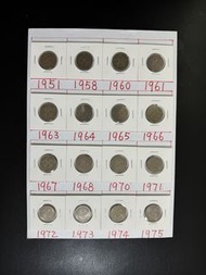 （銀色伍毫一套）香港硬幣 - 喬治六世1951年 + 英女王伊利沙伯二世1958-1975年香港五毫硬幣 Government of Hong Kong Coin - King George VI 1