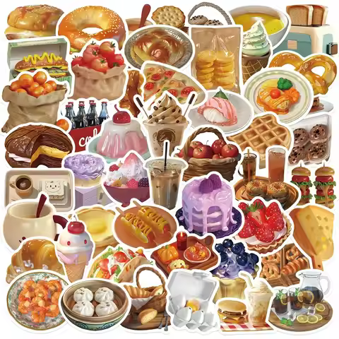 10/25/50pcs Graffiti Food Stickers Cake Decals for DIY Waterproof Fridge Scrapbook Stationery Travel