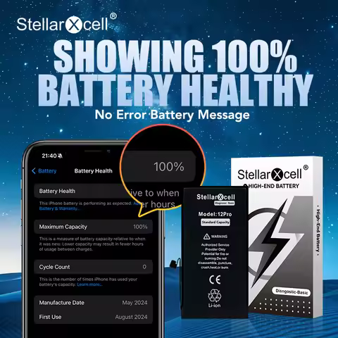 StellarXcell Diagnostic Basic Show Genuine Battery for Apple iphone 12 13 14 15 Mini Plus Pro Max sh