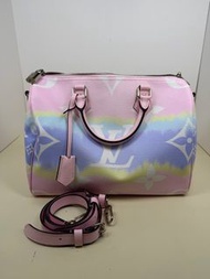 LV 路易威登 成色如新 20年限定款 speedy30粉色漸變 手提包 肩帶鎖具齊全 30cm