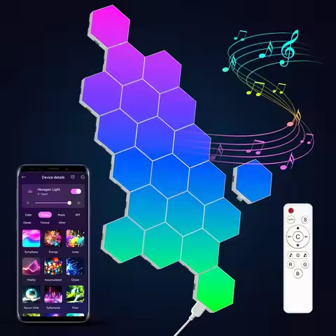 Hexagon Light Panels Smart RGB LED Wall Lights with App amp Remote Music Sync Gaming Lights for Game