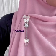Bros Juntai Mutiara Love Aksesoris Hijab Wanita Bros Silver Lucu BWK104
