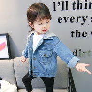 New style◙▼2-10 Tahun Bayi Lelaki Perempuan Jaket Bertudung Denim Kanak-kanak Kapas Jeans Kasual Kot Pakaian Musim Bunga