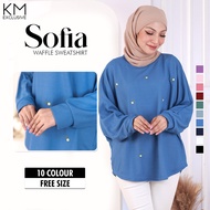 KM Muslimah Sofia Cotton Batwing Waffle Blouse [B6671]