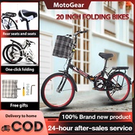 AENXRD 20 Inch Folding Bike Bicycle Cycling Off-road City Carbon steel frame