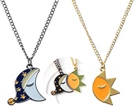 FAN X JEWELRY FNAF Sun and Moon Friendship Pendant Necklaces - Freddy Security Guard Badge Chain - G
