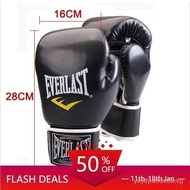 【In stock】Everlast Professional Boxing and Thai Training 12oz Adult Fighting Training Sanda Punching Fighting Black Gloves in Gym VLIJ