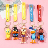 Cartoon Bugs Bunny Doll Keychain Cute Tweety Bird Daffy Duck Porky Pig Key Rings Pendant Accessories