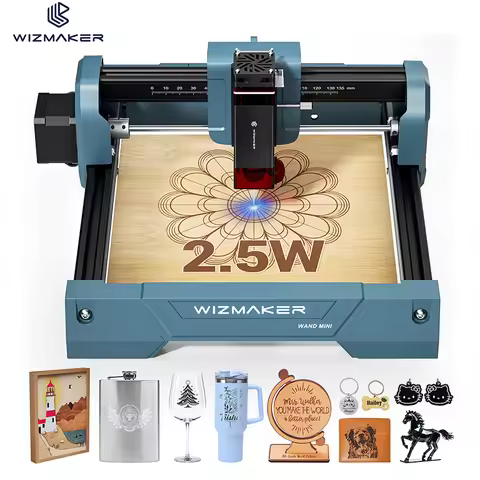 WIZMAKER WAND MINI Portable Laser Engraver 135x145mm Diode Laser Cutter with AI Art Generator for Wo