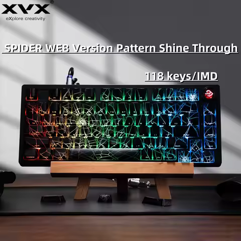 XVX Spider Web Keycaps OEM Profile Shine Through IMD-Tech Keycap Set 118 Keys Black Backlight(only k