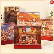 2024 Desk Calendar Cute Cartoon China-Chic Retro Style Desk Calendar Hand-painted Coil Calendar Creative Gift
