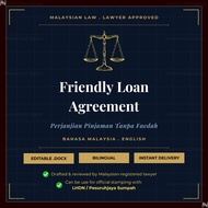 Perjanjian Pinjaman Peribadi | Friendly Loan Agreement Malaysia | Lawyer Approved | Bilingual (BM + 