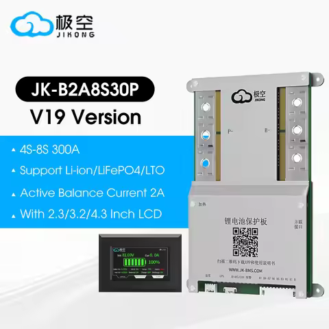 JIKONG BMS B2A8S30P-HCR HEAT CAN RS485 4S 8S 12V 24V BMS 4S Lifepo4 300A Smart 2A Active Balancer BM