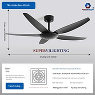 Quạt treo trần nhà SuperVilighting QT-168 Hàng chính hãng cánh gỗ có đèn décor phòng khách gian ngủ 