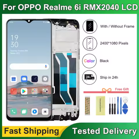 6.5" Display For OPPO Realme 6i LCD RMX2040 Display With Frame Touch Screen Digitizer Assembly For R