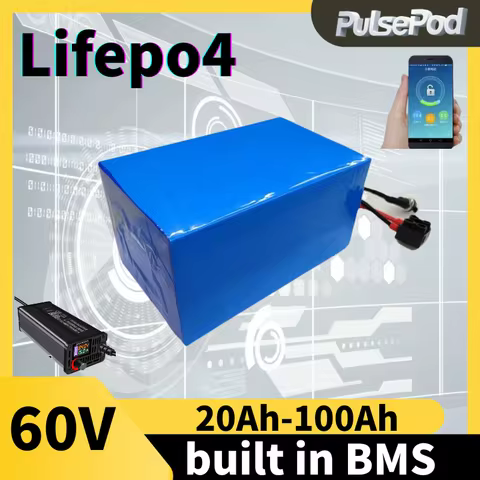 Deep cycle 60V 60ah 50ah 80ah 100ah 20ah 30ah 40ah 70ah Lithium Lifepo4 battery for 2KW 3KW 5KW moto