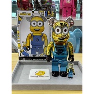 [In Stock] BE@RBRICK x Minion Dave 100%+400% Chrome Ver. bearbrick