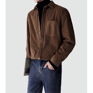 HUILISHI Long Sleeve Corduroy Polo/Jacket for Men 4 Colors Thick Cotton Fabric Oversized Fitting 11.