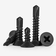 Black 410 Stainless Steel Phillips Countersunk Head Drill Tail Screw Self-Tapping Self-Drilling Flat Head Screw Iron Sheet Dovetail Screw M3.5M3.9M