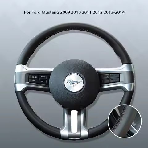Black Microfibre Leather Car Steering Wheel Cover For Ford Mustang 2009-2014 Custom DIY Auto Steerin