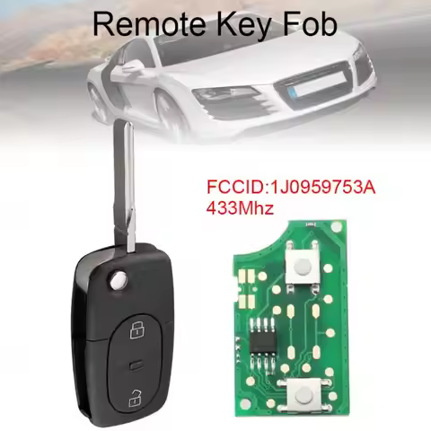 433Mhz 2 Buttons Car Remote Key Fob with ID48 Chip 1J0959753A Fit for VW Volkswagen / Passat / Golf 