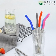 RALPH 2Pcs Stainless Steel Straw, Reusable Detachable Metal Straw, Durable 8mm Smooth Surface With Silicone Tip Stanley Cup Straw Drink