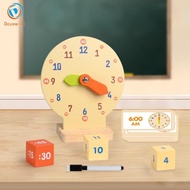 [Dovewill] Kids Teaching Clock Homeschool Supplies Wood Sensory Toys for 4-6 Years Old