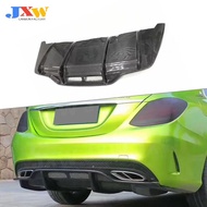 Carbon Fiber Car Rear Diffuser Bumper Lip Spoiler For Benz C Class W205 C205 C63 C63S Sedan Coupe AM