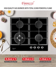 Firenzzi FH-6408 SS 4 Sabaf Burner Built-In Gas Hob 60CM with Safety Device FH6408SS / FGH-6408 BK F