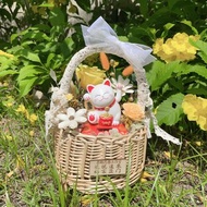 宜 開幕 財源滾滾來 招財貓花籃 祝賀花籃 客製化雷射雕刻
