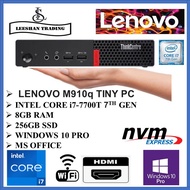 (NEW ARRIVAL-Refurbished) LENOVO M910q Tiny Intel i7-7700T 7th gen 8GB RAM, 256GB NVMe SSD Windows 10 pro Ms office