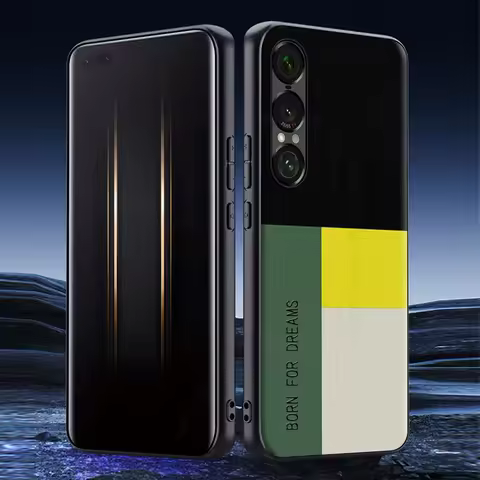 For Sony Xperia 1 VII Plaid Leather Splice Shockproof Phone Case Xperia 1 VI Stitching Phone Protect