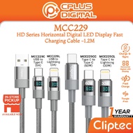 Cliptec HD Series Horizontal Digital LED Display Fast Charging Cable MCC229 - 1.2M