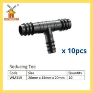 {10pieces} WM319 Windmill Reducing Tee 20mm x 16mm x 20mm, Garden Irrigation Fittings