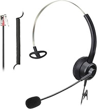 RJ9 Telephone Headsets with Microphone Noise Cancelling, Corded Office Phone Headsets Compatible wit