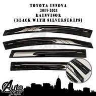 Toyota Innova 2015-2021 Rain Guard Window Visor (Black with Silverstrips)